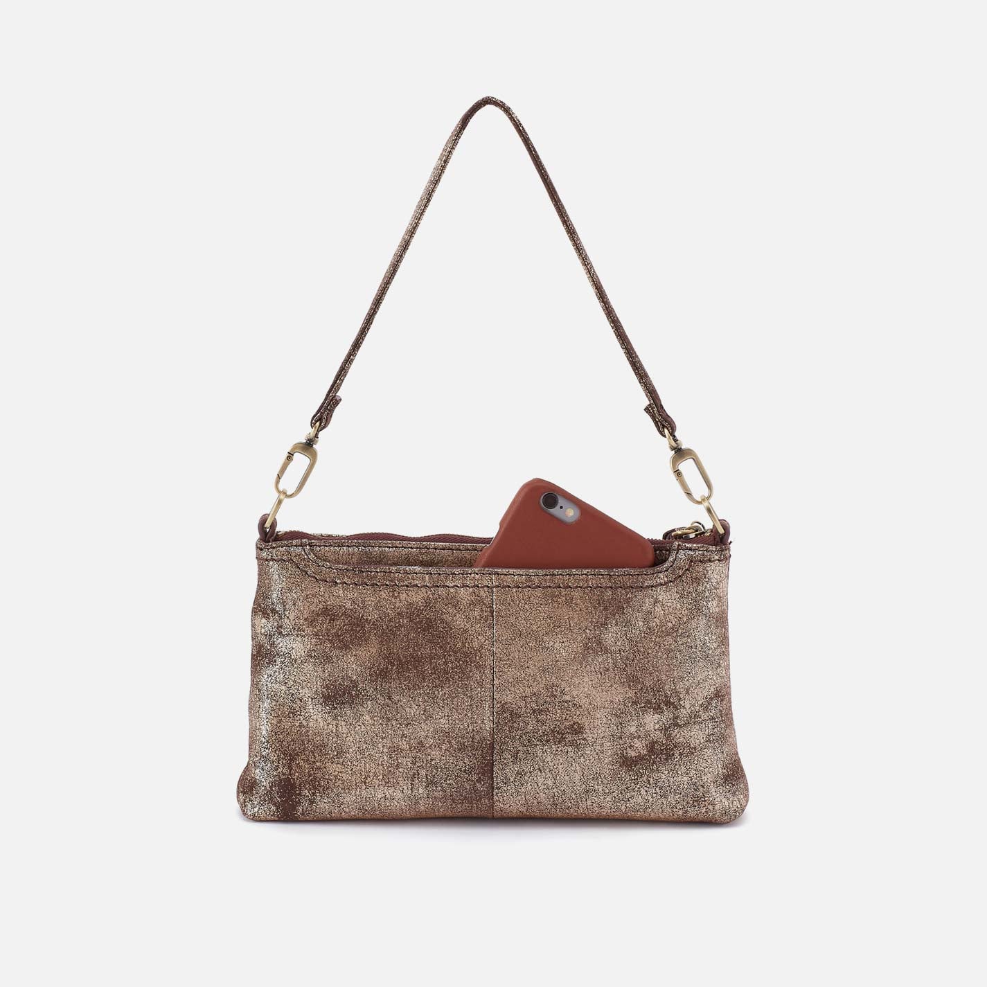 Darcy Crossbody in Metallic Leather - Cocoa Platinum – HOBO