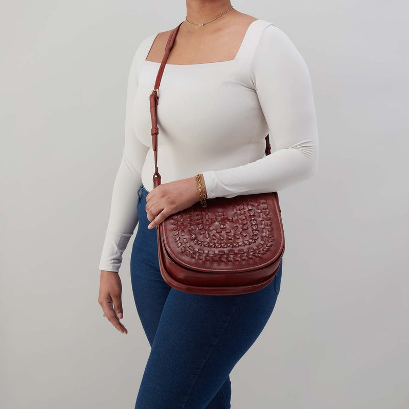 Kiva Large Crossbody in Washed Leather - Chestnut