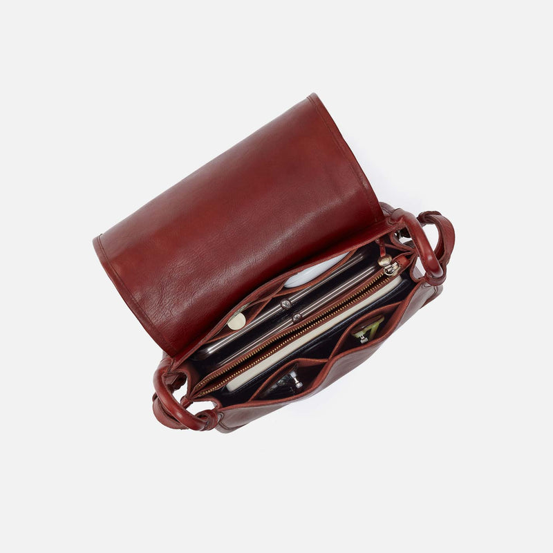 Kiva Large Crossbody in Washed Leather - Chestnut