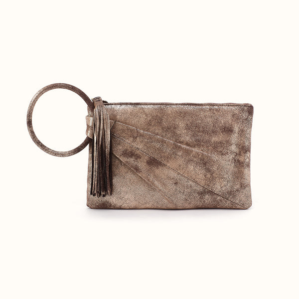 Sheila Soft Ring Clutch in Metallic Leather