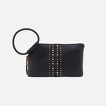 Sable Wristlet in Pebbled Leather - Black With Studs