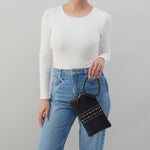 Sable Wristlet in Pebbled Leather - Black With Studs