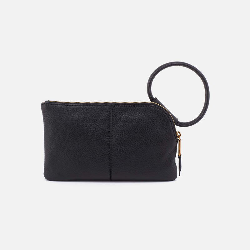 Sable Wristlet in Pebbled Leather - Black With Studs