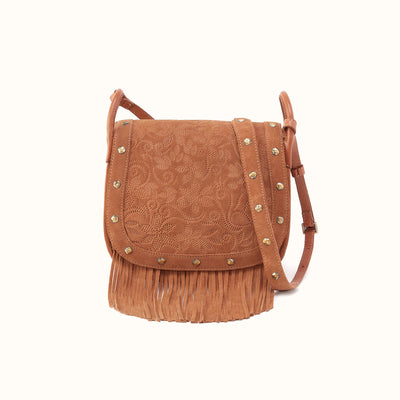 Kiva Large Crossbody in Suede Leather - Barley