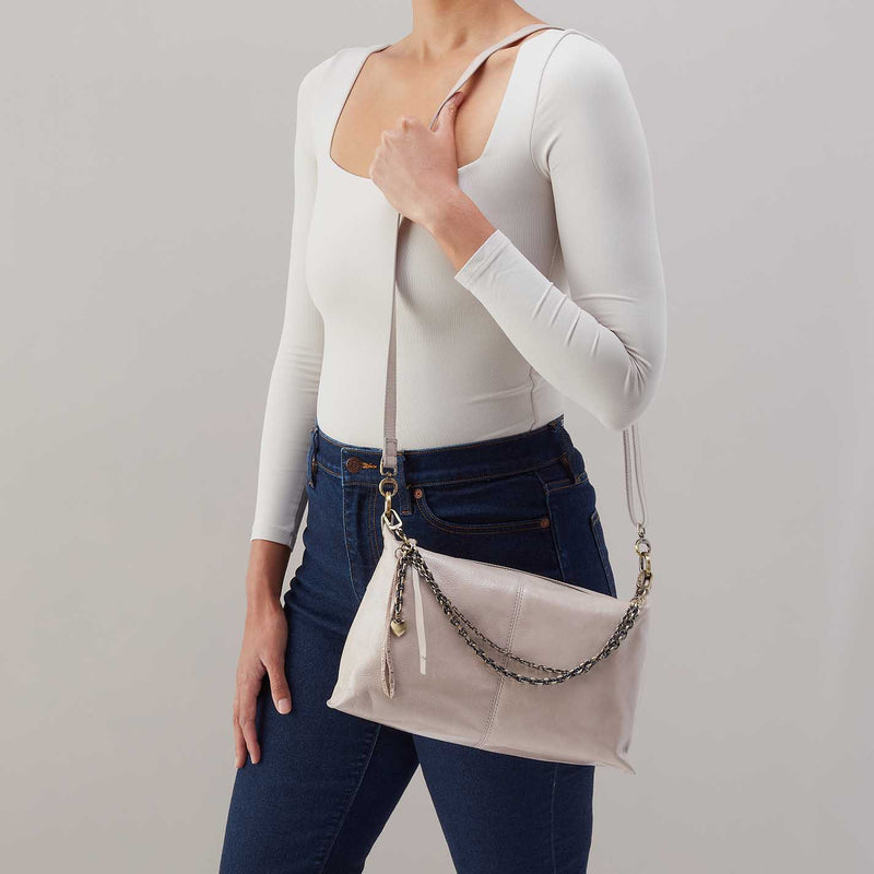 Avon Shoulder Bag in Aniline Gloss Leather - Stone Gloss