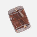 Beauty Cosmetic Pouch in Metallic Leather - Pewter Spur