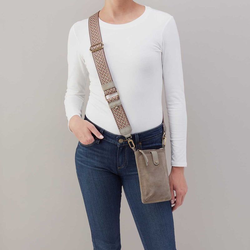Cass Phone Crossbody in Nubuck Leather - Golden Granite