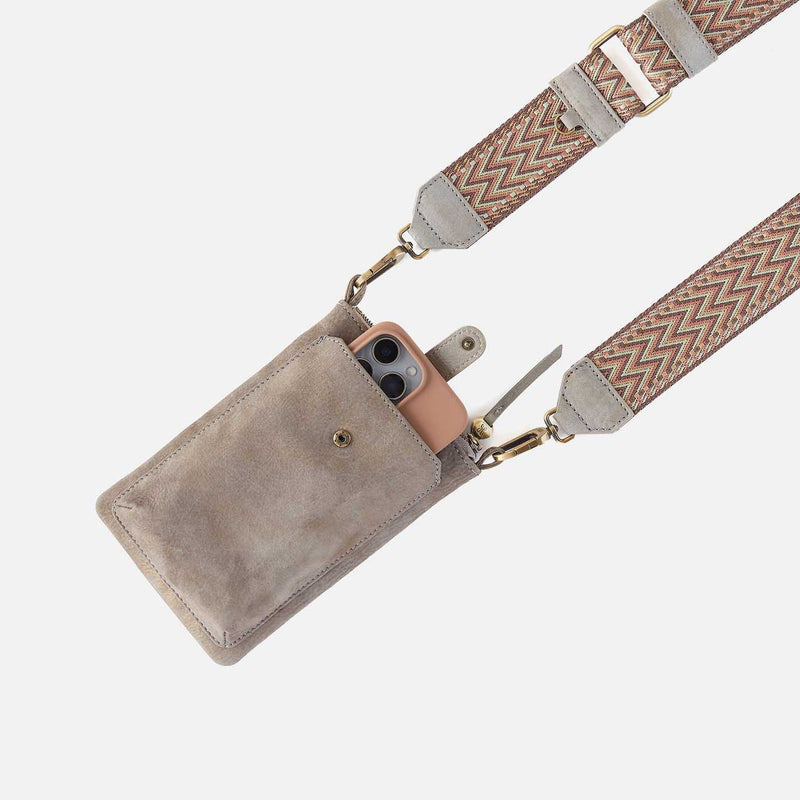 Cass Phone Crossbody in Nubuck Leather - Golden Granite