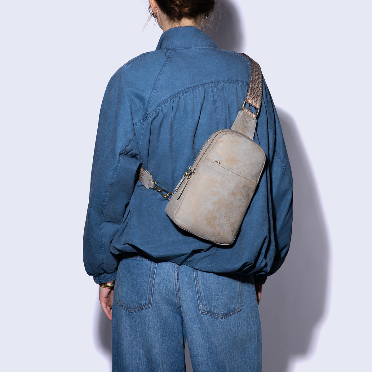 Cass Sling in Nubuck Leather - Golden Granite