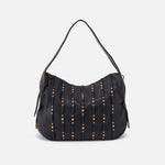 Kori Hobo in Pebbled Leather - Black With Studs