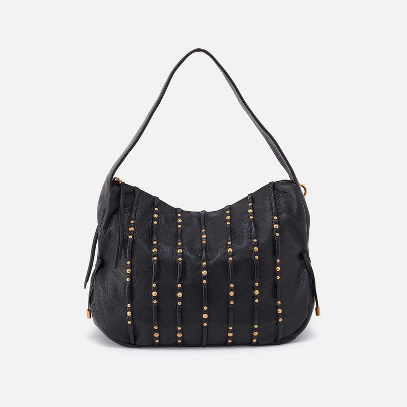 Kori Hobo in Pebbled Leather - Black With Studs