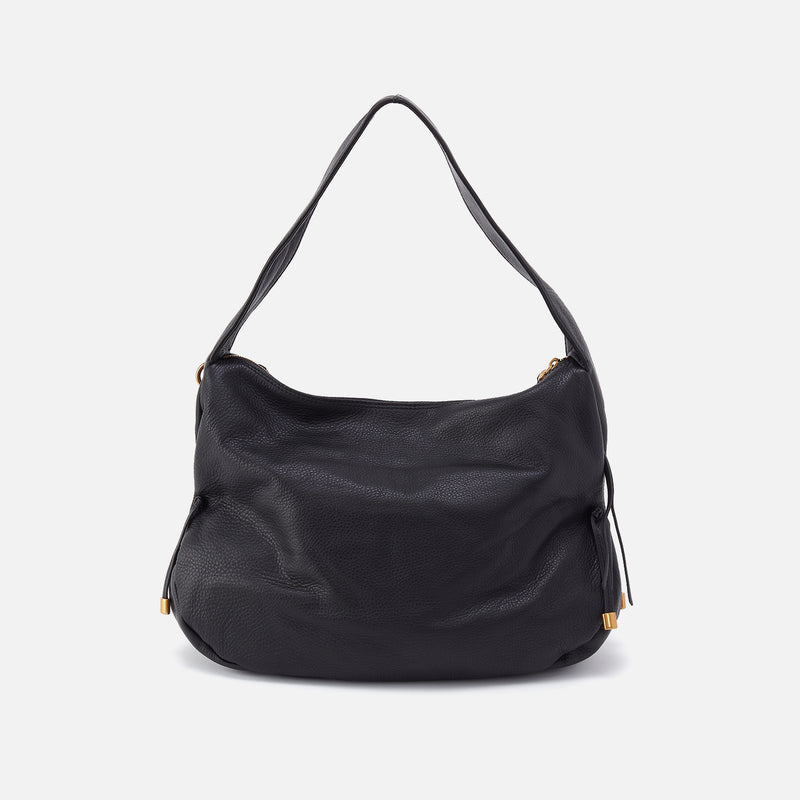 Kori Hobo in Pebbled Leather - Black With Studs