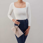 Sable Wristlet in Gloss Leather - Stone Gloss