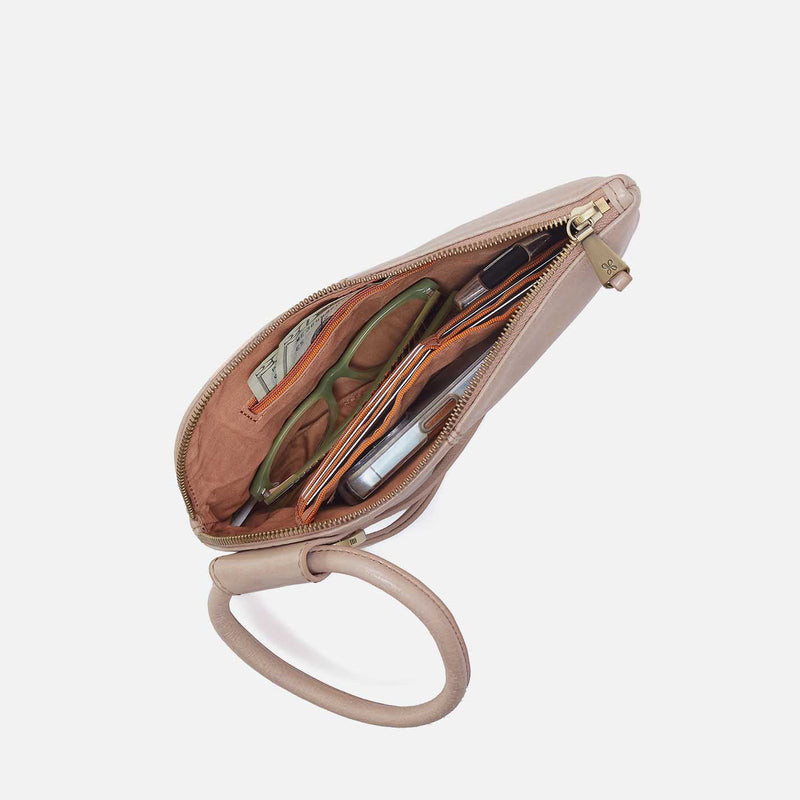 Sable Wristlet in Gloss Leather - Stone Gloss