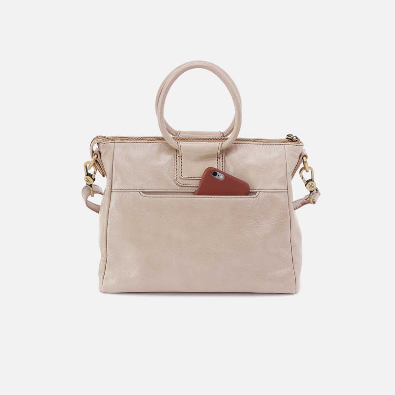 Sheila Medium Satchel in Aniline Gloss Leather - Stone Gloss