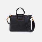Sheila Medium Satchel in Pebbled Leather - Black With Studs