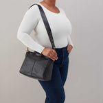 Sheila Medium Satchel in Pebbled Leather - Black With Studs