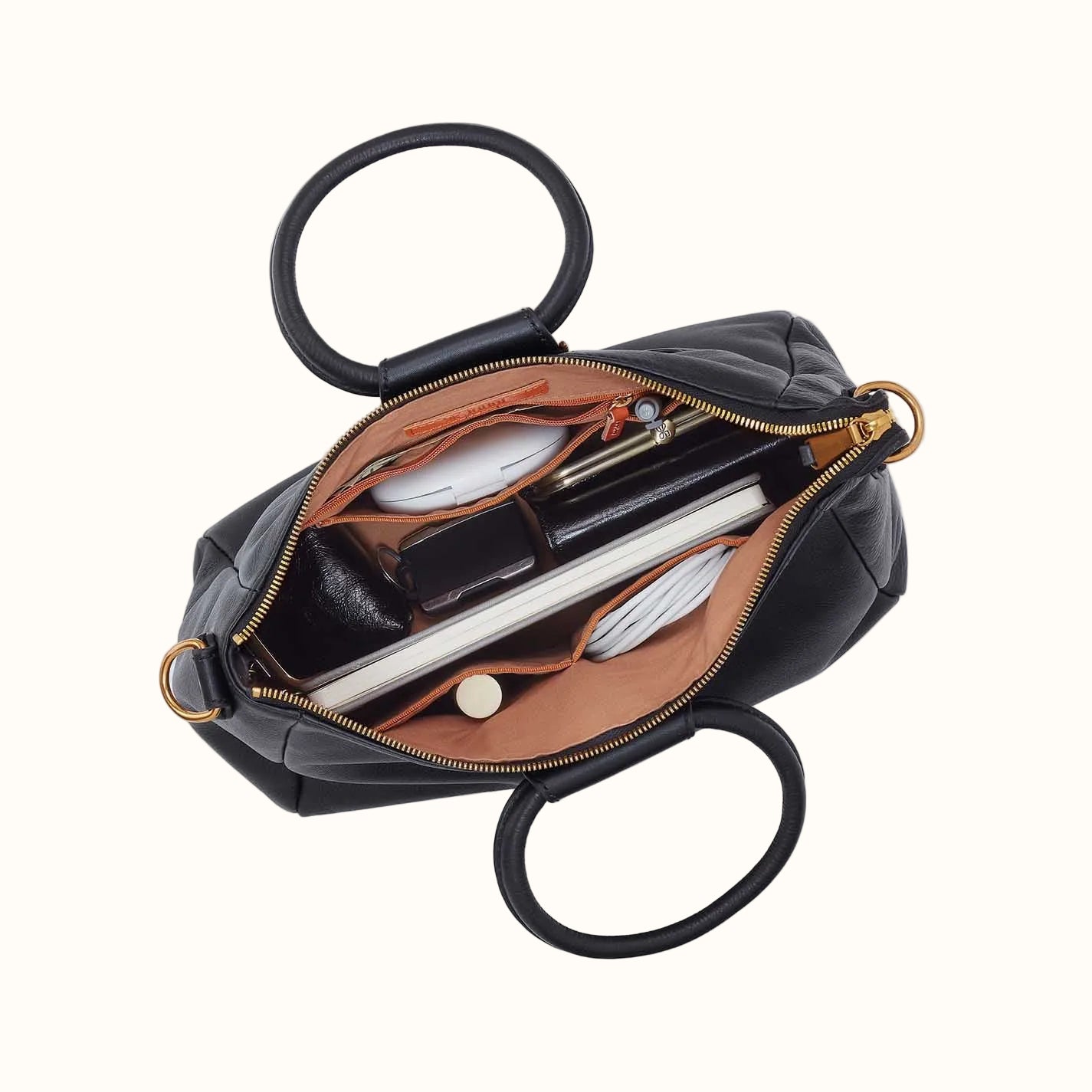Sheila Medium Satchel in Pebbled Leather - Black With Studs – HOBO