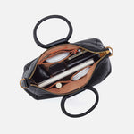 Sheila Medium Satchel in Pebbled Leather - Black With Studs