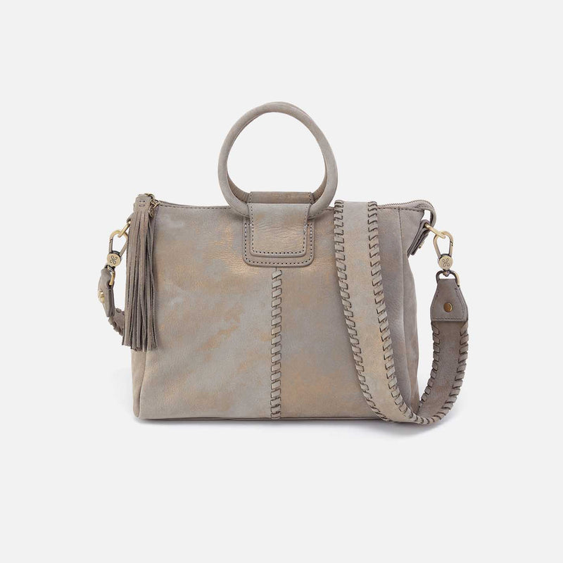 Sheila Medium Satchel in Nubuck Leather - Golden Granite