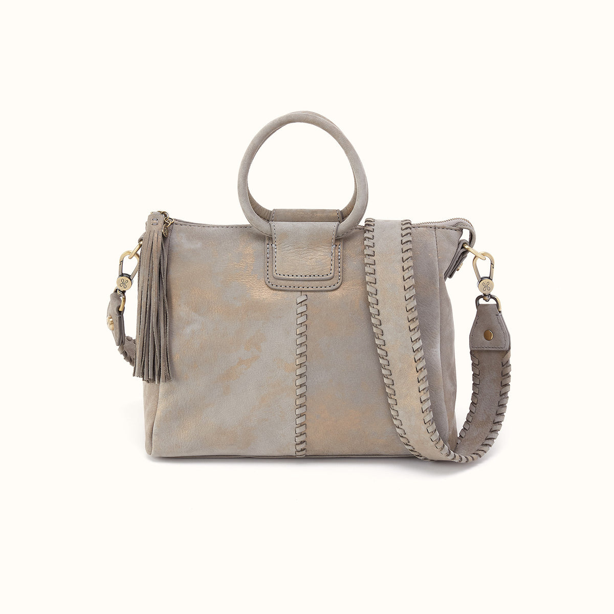 Sheila Medium Satchel in Nubuck Leather - Golden Granite