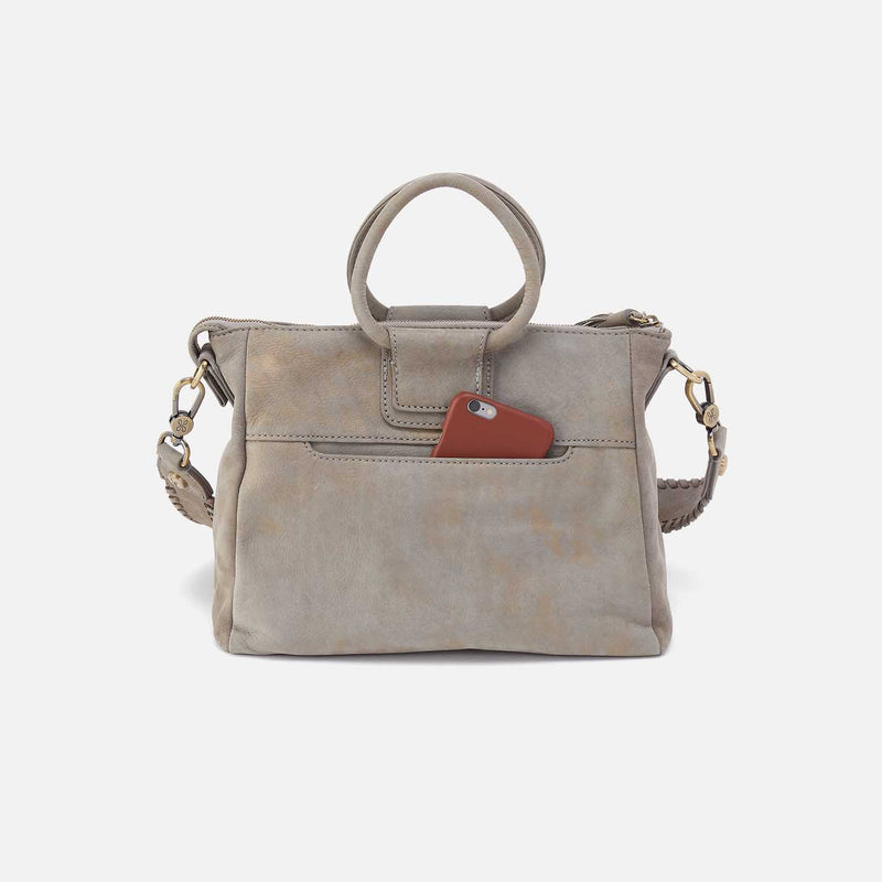 Sheila Medium Satchel in Nubuck Leather - Golden Granite