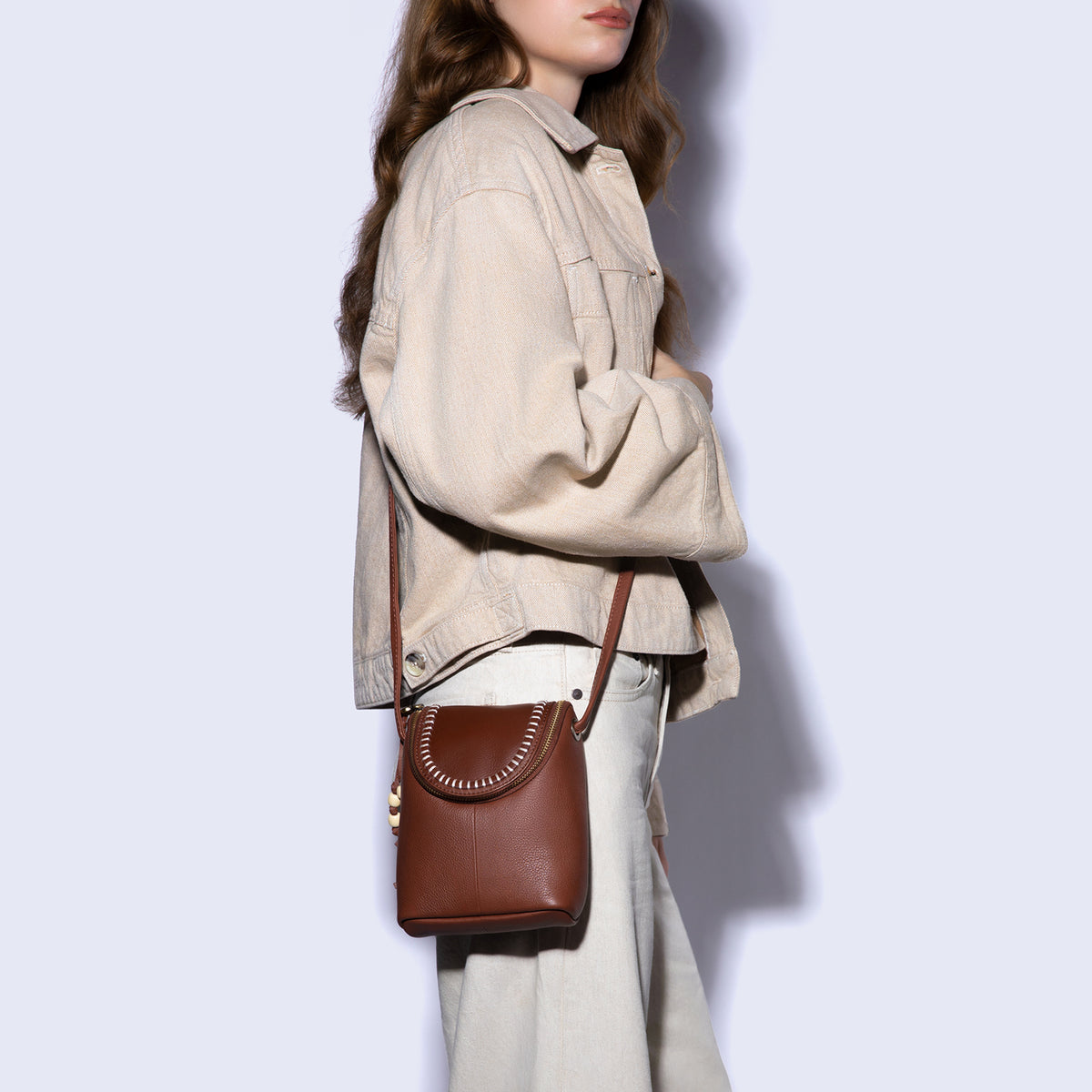 Fern Crossbody In Cloud Leather - Cocoa Bean