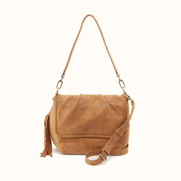 Harley Convertible Shoulder Bag In Buffed Leather - Whiskey – HOBO