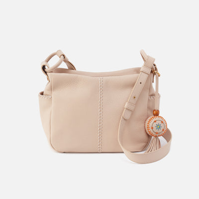 Sheila Crossbody With Charm In Pebbled Leather - Stonewash