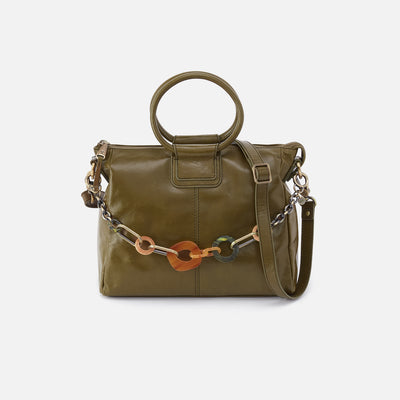 Sheila Medium Satchel With Charm In Polished Leather - Olive Veil