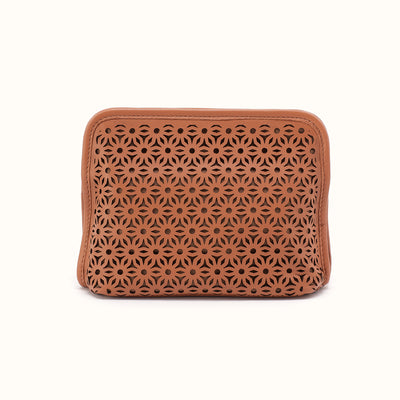 Beauty Cosmetic Pouch in Sun-Perf Leather - Canyon Petal