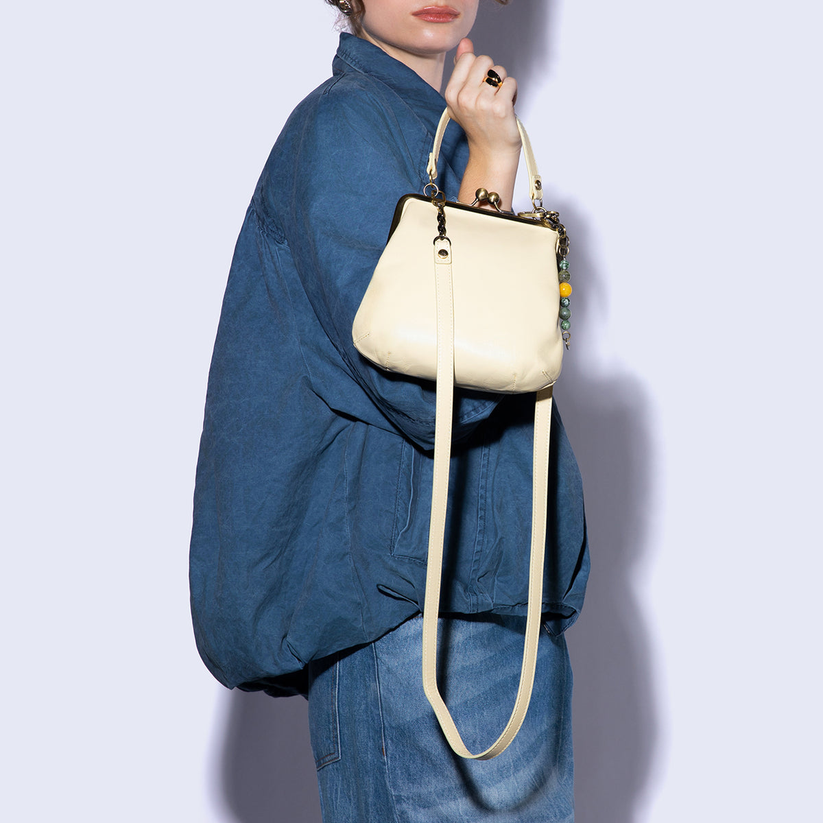 Alba Crossbody in Polished Leather - Butter Yellow