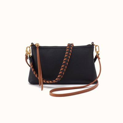 Darcy Crossbody in Pebbled Leather - Black and Tan