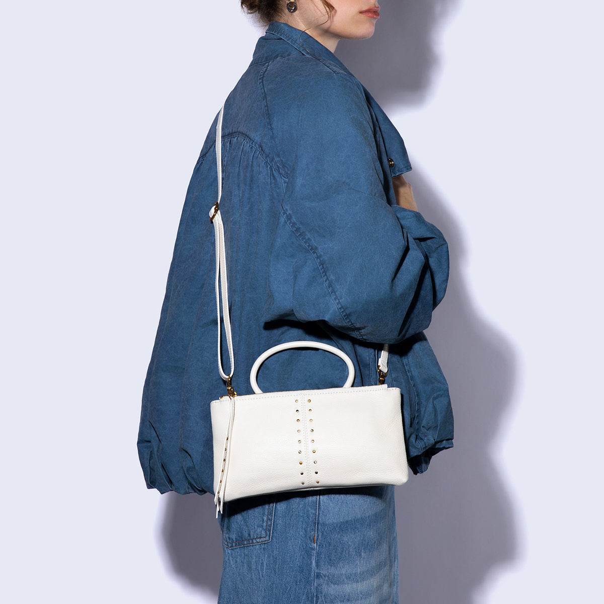 Sable Crossbody in Pebbled Leather - Coastal Cloud