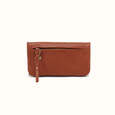 Lumen Continental Wallet In Washed Leather - Kindling Brown
