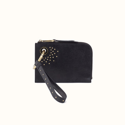 Jett Credit Card Wristlet In Buffed Leather - Black