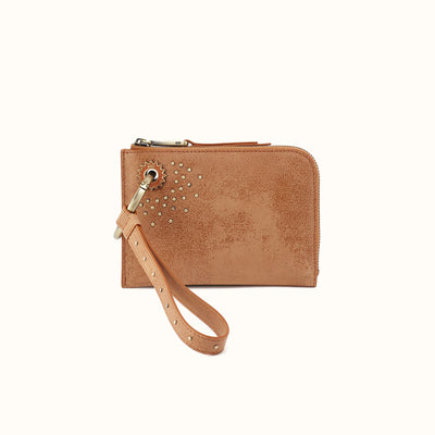 Jett Credit Card Wristlet In Buffed Leather - Whiskey