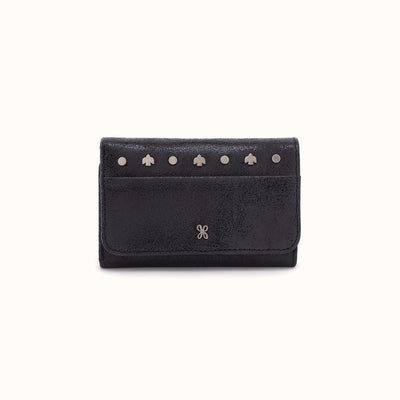 Jill Trifold Wallet In Buffed Leather - Black