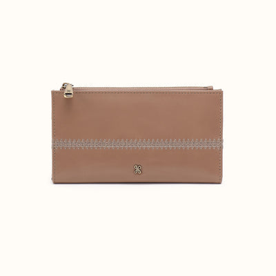 Jill Large Bifold Wallet In Polished Leather - Woodsmoke