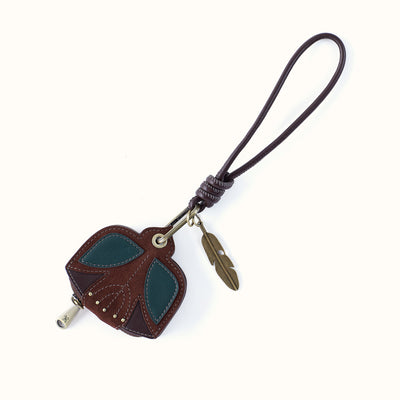 Bird Clip Pouch In Suede Leather - Chocolate