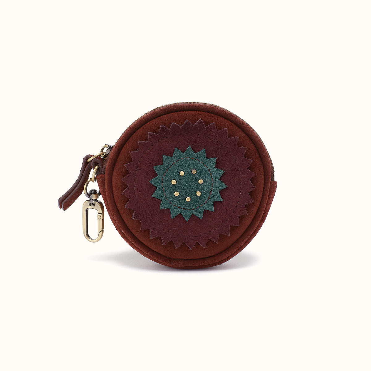 Revolve Small Bag Charm In Suede Leather - Chocolate