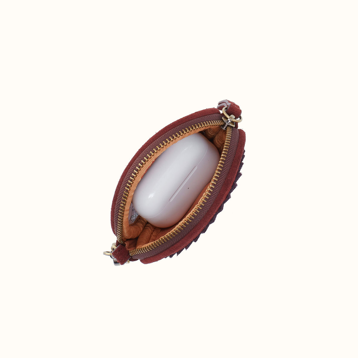 Revolve Small Bag Charm In Suede Leather - Chocolate