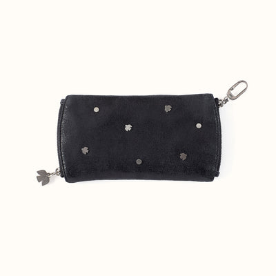 Spark Double Eyeglass Case In Buffed Leather - Black