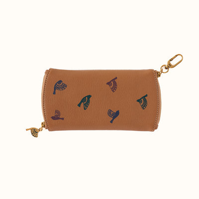 Spark Double Eyeglass Case In Pebbled Leather - Timber Brown
