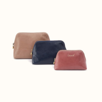 Tri-Pouch In Polished Leather - Multi