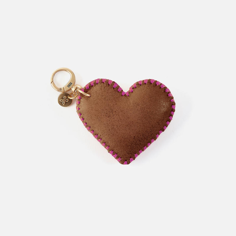 Heart Swells Fob in Buffed Leather - Brandy