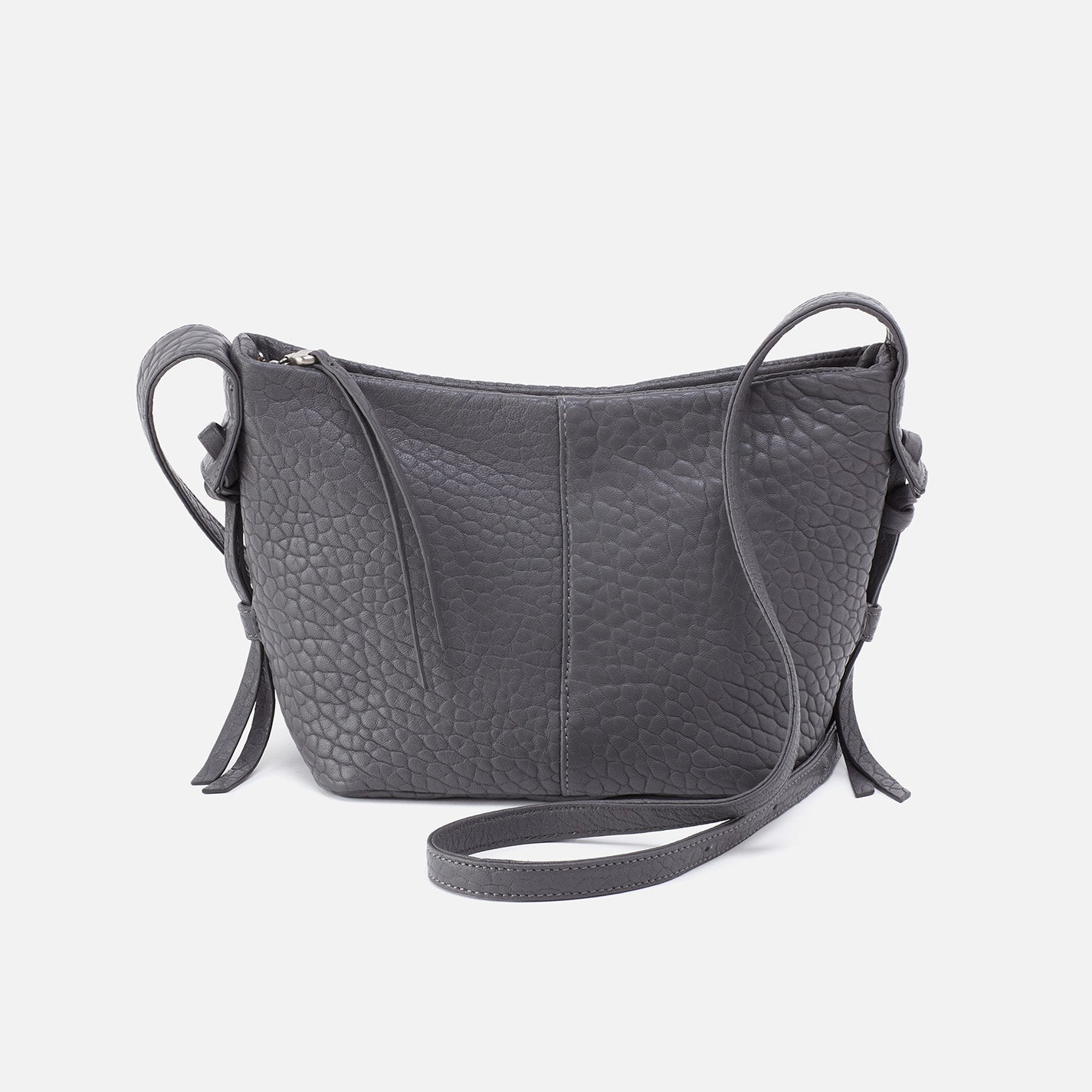 Gray leather crossbody sales