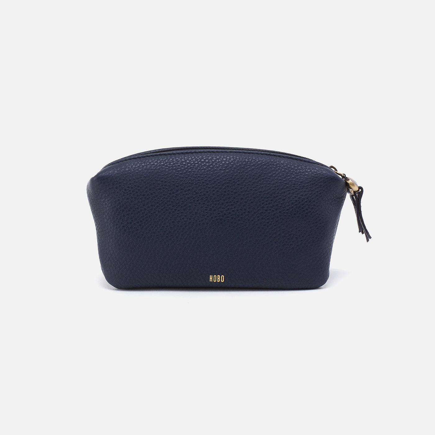 Double Zip Pouch In Pebbled Leather - Sapphire