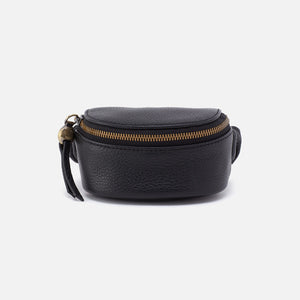 Wearable Zip Pouch In Pebbled Leather - Black