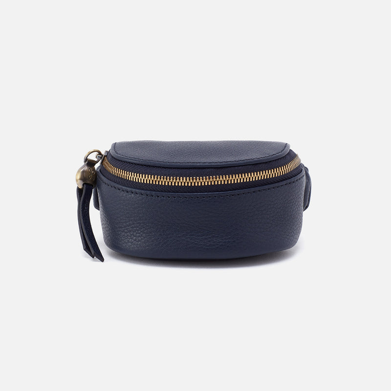 Wearable Zip Pouch In Pebbled Leather - Sapphire